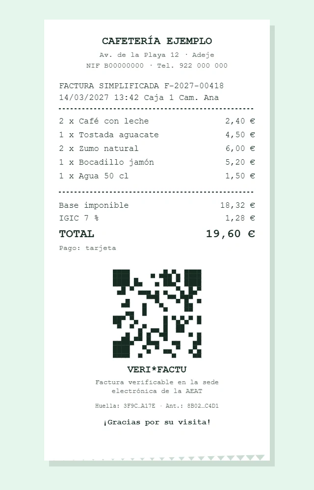 Ticket with VeriFactu QR